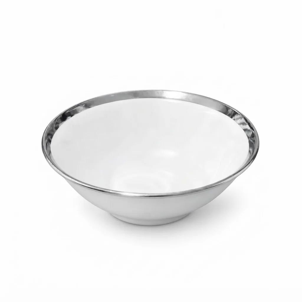 Johnwood Premium Bone China Small Sized Silver and Gold Dish – 5.5-Inch Elegance in Brilliant Silver