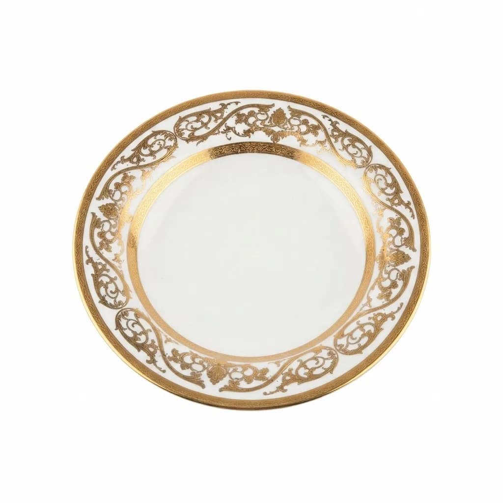 Luxury Baroque Fine Bone China Plate | 8.5-Inch Decorative Gold Filigree Dinnerware in Golden